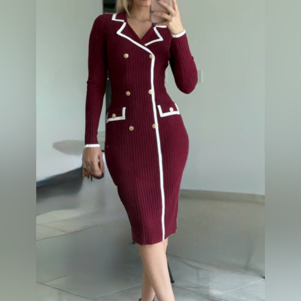 🆕 RIVIR Verona Wine Red Knit Dress - L